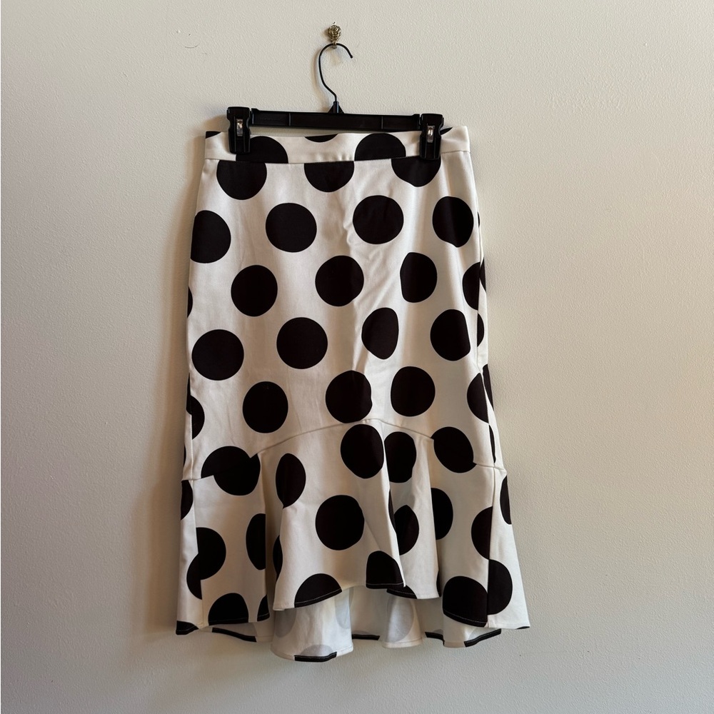 Anthropologie Black and White Trumpet Midi Skirt
